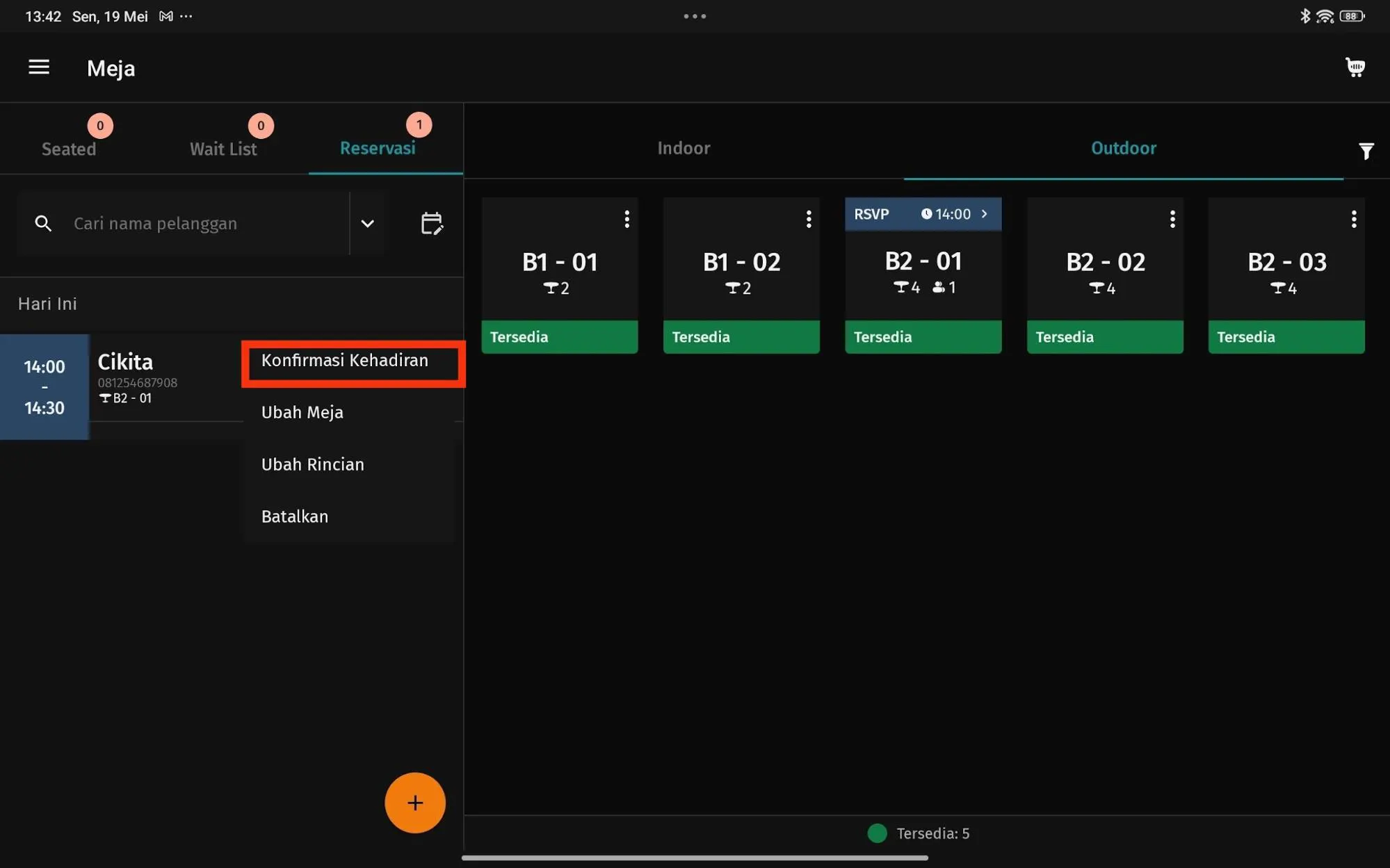 7 Membuat Reservasi pada Accurate POS